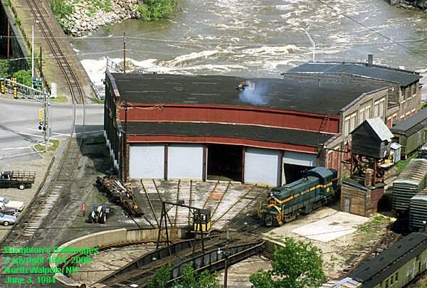 Green Mountain Railroad roundhouse at North Walpole, NH with RS1 #405