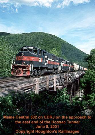 Maine Central 502 Leads EDRJ Westbound Across The Deerfield River The