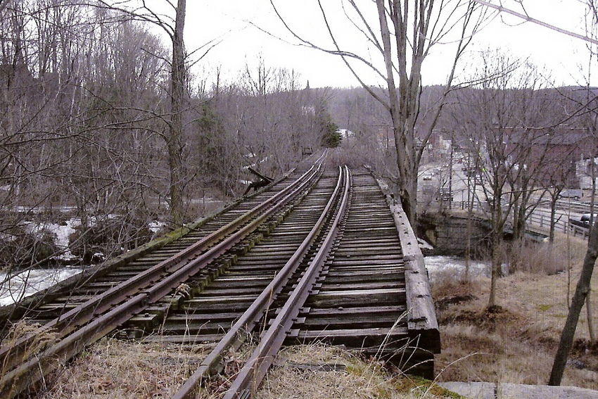 Trestle bridge in Franklin,NH.: The NERAIL New England Railroad Photo