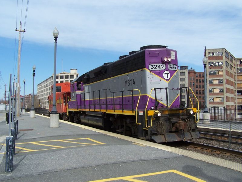 MBTA Work Train at Haverhill, MA The NERAIL New England Railroad Photo