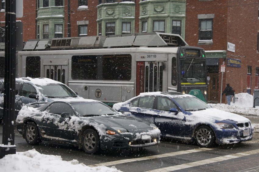 MBTA Type 8 sits in traffic: The NERAIL New England Railroad Photo Archive